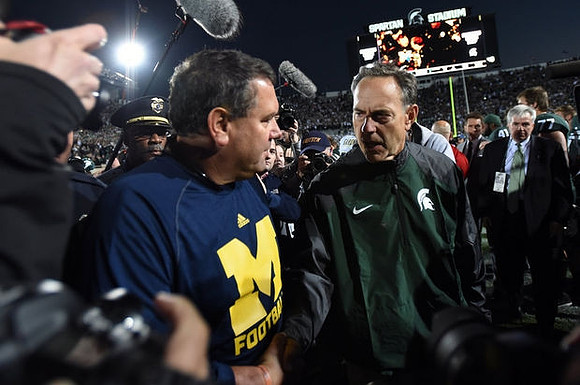 Brady Hoke and Michigan State Head Coach Mark Dantonio
