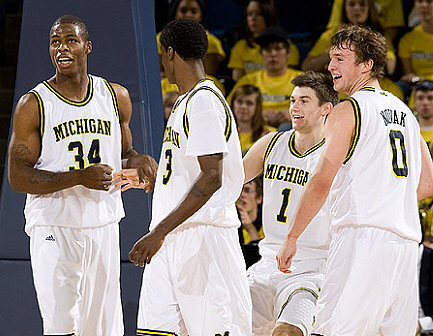 DeShawn Sims (34), Manny Harris (3), Zack Novak (0), and Stu Douglass (1)