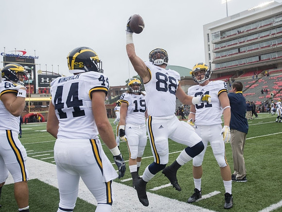 Ian Bunting (89), Chase Winovich (44), Henry Poggi (19), Jake Butt (88), and Michael Jocz (81)