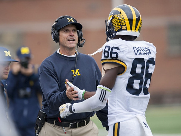 Jim Harbaugh and Jehu Chesson (86)