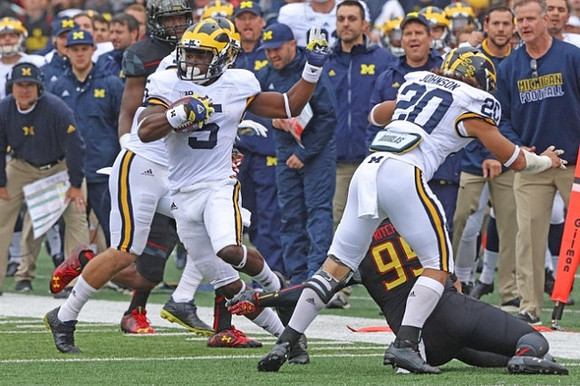 Jabrill Peppers (5) and Drake Johnson (20)