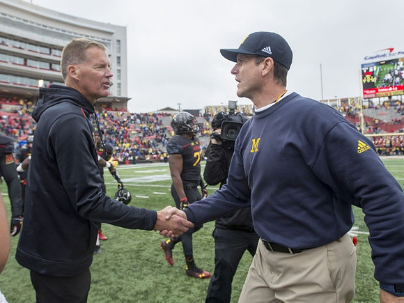Maryland Head Coach Randy Edsall and Jim Harbaugh