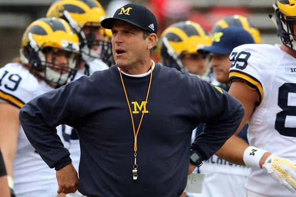 Jim Harbaugh, Henry Poggi (19), and Ian Bunting (89)