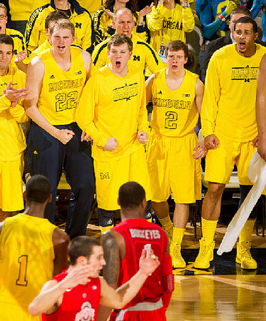 Josh Bartelstein (20), Blake McLimans (22), Matt Vogrich (13), Jordan Morgan (52), and Glenn Robinson III (1)