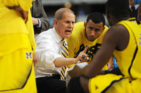 John Beilein, Jon Horford (15), and Tim Hardaway Jr. (10)
