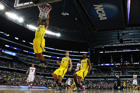 Trey Burke (3), Mitch McGary (4), and Glenn Robinson III (1)