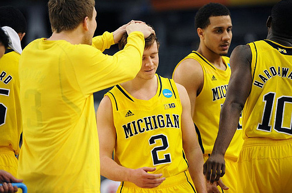 Matt Vogrich (13), Spike Albrecht (2), Jordan Morgan (52), and Tim Hardaway Jr. (10)