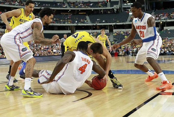 Jordan Morgan (52), Mitch McGary (4), and Spike Albrecht (2)
