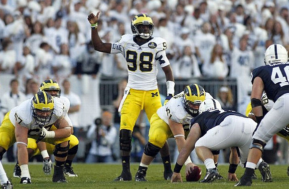 Kyle Kalis (67), Devin Gardner (98), and Graham Glasgow (61)