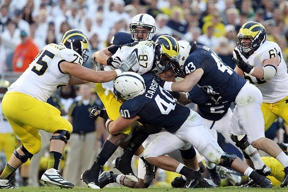 Michael Schofield (75), Devin Funchess (87), and Graham Glasgow (61)