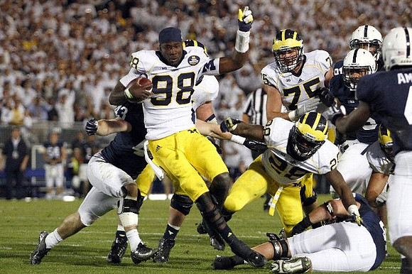 Devin Gardner (98), Fitzgerald Toussaint (28), and Michael Schofield (75)