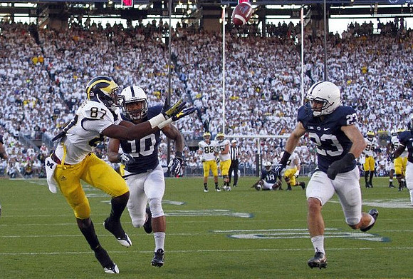 Devin Funchess (87), Jake Butt (88), and Michael Schofield (75)