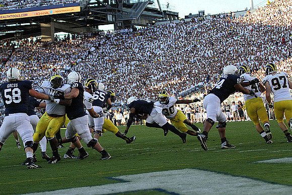 Quinton Washington (76), Chris Wormley (43), Thomas Gordon (30), Desmond Morgan (48), and Brennen Beyer (97)