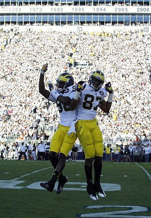 Devin Gardner (98) and Devin Funchess (87)