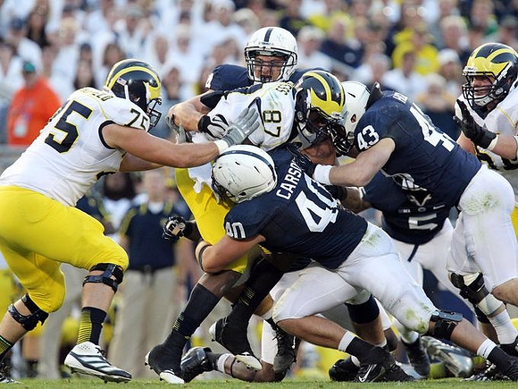 Michael Schofield (75), Devin Funchess (87), and Graham Glasgow (61)