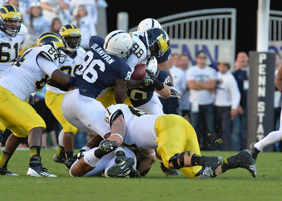 Graham Glasgow (61), A.J. Williams (84), Kyle Kalis (67), and Devin Gardner (98)