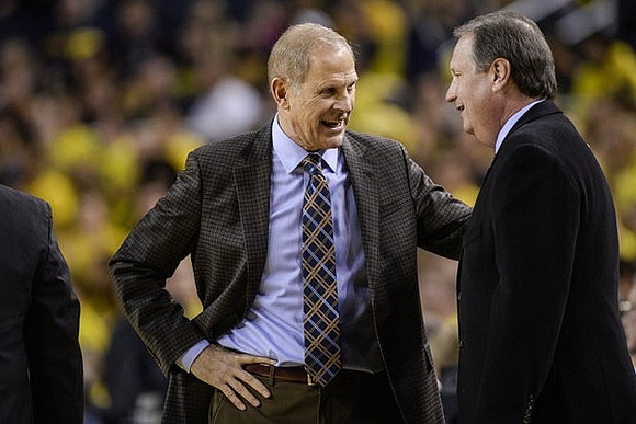 John Beilein and Houston Baptist Head Coach Ron Cottrell