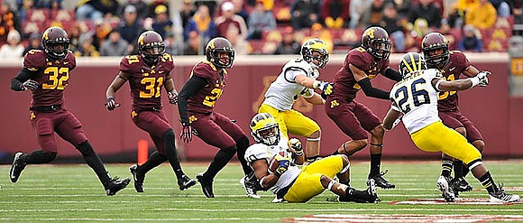 Jeremy Gallon (10), Drew Dileo (9), and Dennis Norfleet (26)