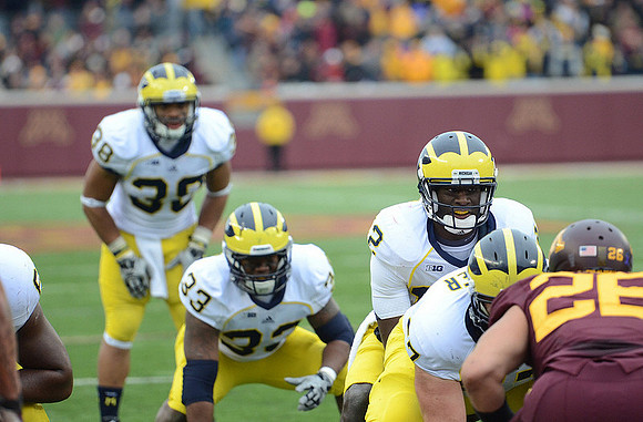 Thomas Rawls (38), Stephen Hopkins (33), Elliott Mealer (57), and Devin Gardner (12)