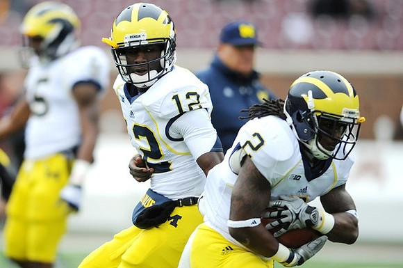 Devin Gardner (12) and Vincent Smith (2)
