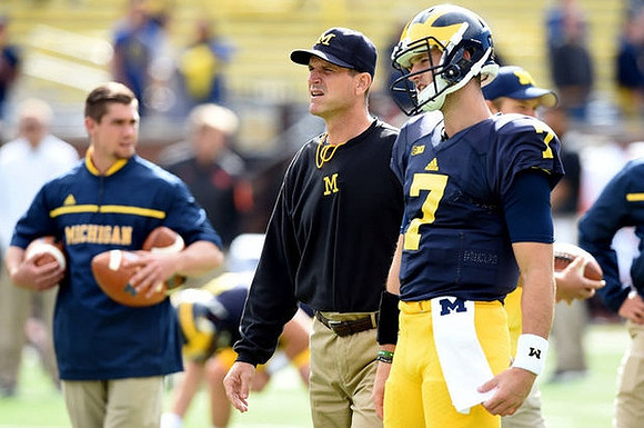 Jim Harbaugh and Shane Morris (7)
