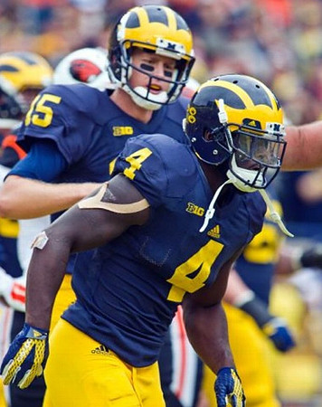 Jake Rudock (15) and De'Veon Smith (4)
