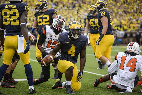Amara Darboh (82), Mason Cole (52), De'Veon Smith (4), Graham Glasgow (61), and Henry Poggi (19)