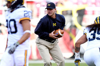 Drake Johnson (20), Jim Harbaugh, and Sione Houma (39)