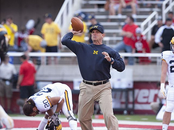 Drake Johnson (20) and Jim Harbaugh