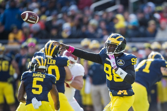 Justice Hayes (5), Jack Miller (60), Devin Gardner (98), and Ben Braden (71)