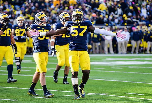 Bryan Mone (90), Brennen Beyer (97), Joe Bolden (35), Chris Wormley (43), and Frank Clark (57)