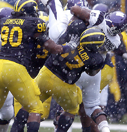 Tim Jamison (90), Stevie Brown (3), and Terrance Taylor (67)