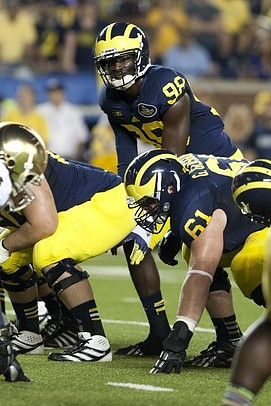Devin Gardner (98) and Graham Glasgow (61)