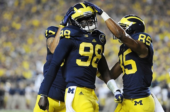 Jeremy Jackson (17), Devin Gardner (98), and Joe Reynolds (85)