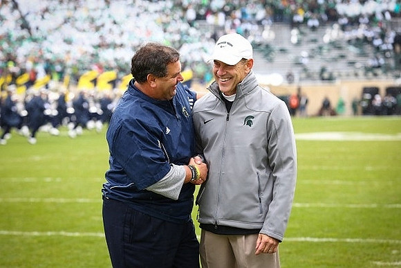 Brady Hoke and Michigan State Head Coach Mark Dantonio