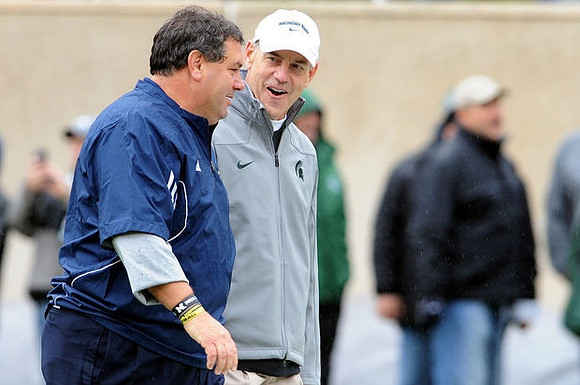Brady Hoke and Michigan State Head Coach Mark Dantonio