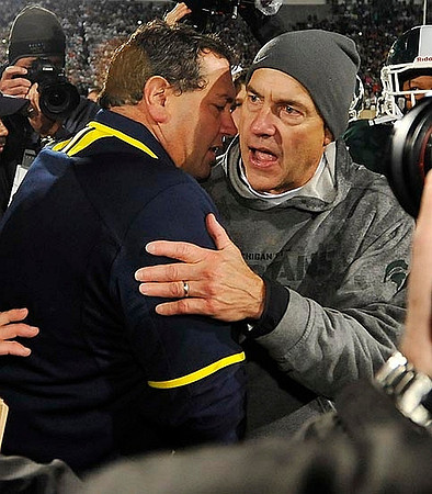 Brady Hoke and Michigan State Head Coach Mark Dantonio