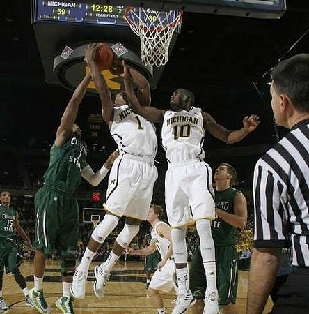 Glenn Robinson III (1), Tim Hardaway Jr. (10), and Spike Albrecht (2)