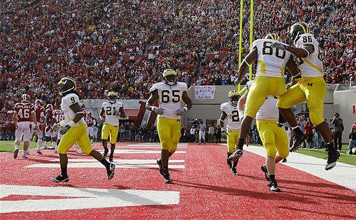 Martavious Odoms (9), Junior Hemingway (21), Patrick Omameh (65), Vincent Smith (2), Perry Dorrestein (79), Martell Webb (80), and Kevin Koger (86)