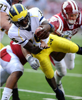Taylor Lewan (77) and Denard Robinson (16)