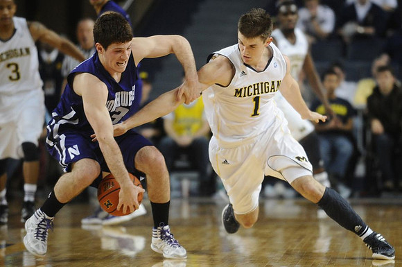 Trey Burke (3), Stu Douglass (1), and Tim Hardaway Jr. (10)