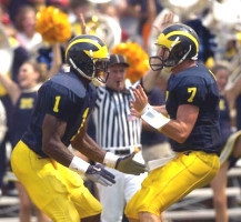 Braylon Edwards (1) and Chad Henne (7)