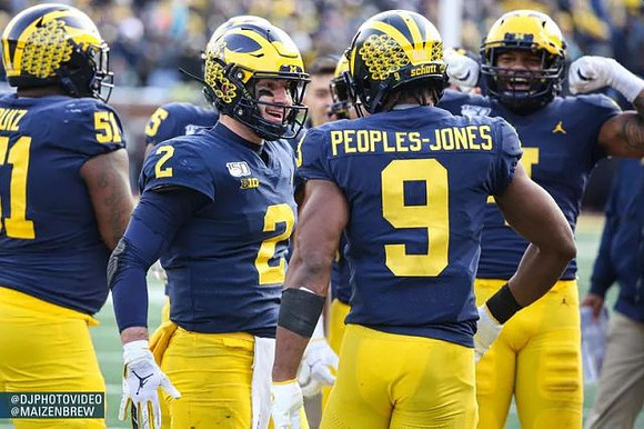 Cesar Ruiz (51), Shea Patterson (2), Donovan Peoples-Jones (9), and Nico Collins (4)