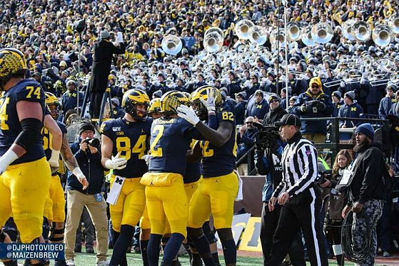 Ben Bredeson (74), Sean McKeon (84), Shea Patterson (2), and Nick Eubanks (82)
