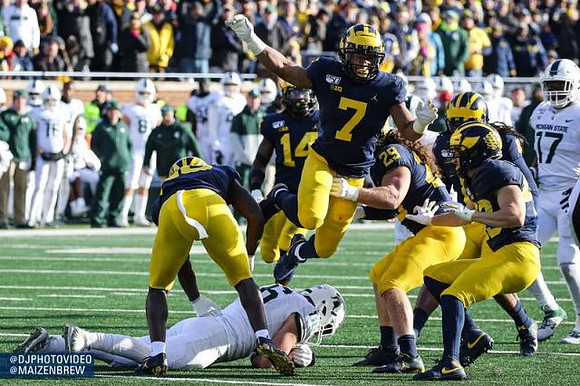 Josh Metellus (14), Khaleke Hudson (7), and Jordan Glasgow (29)