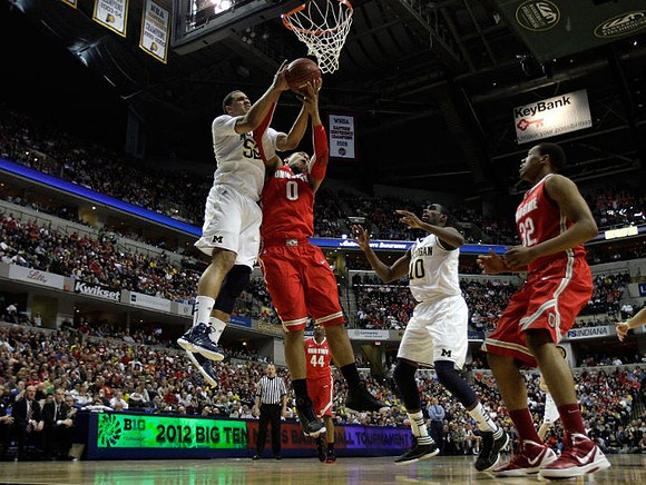 Jordan Morgan (52) and Tim Hardaway Jr. (10)