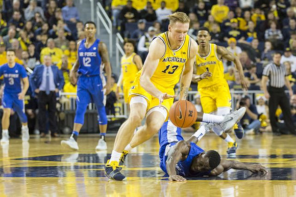 Jordan Poole (2), Ignas Brazdeikis (13), and Charles Matthews (1)