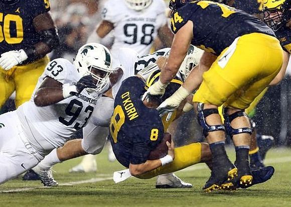 Michael Onwenu (50), John O'Korn (8), and Ben Bredeson (74)