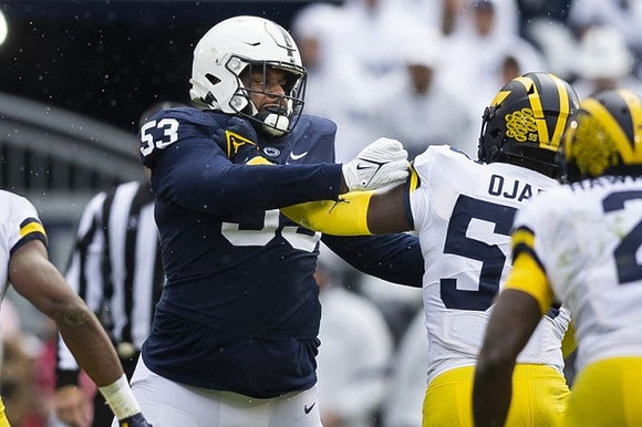 David Ojabo (55) and Brad Hawkins (2)