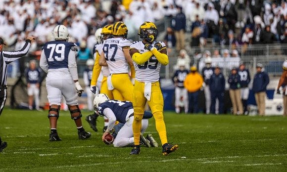 Aidan Hutchinson (97) and David Ojabo (55)
